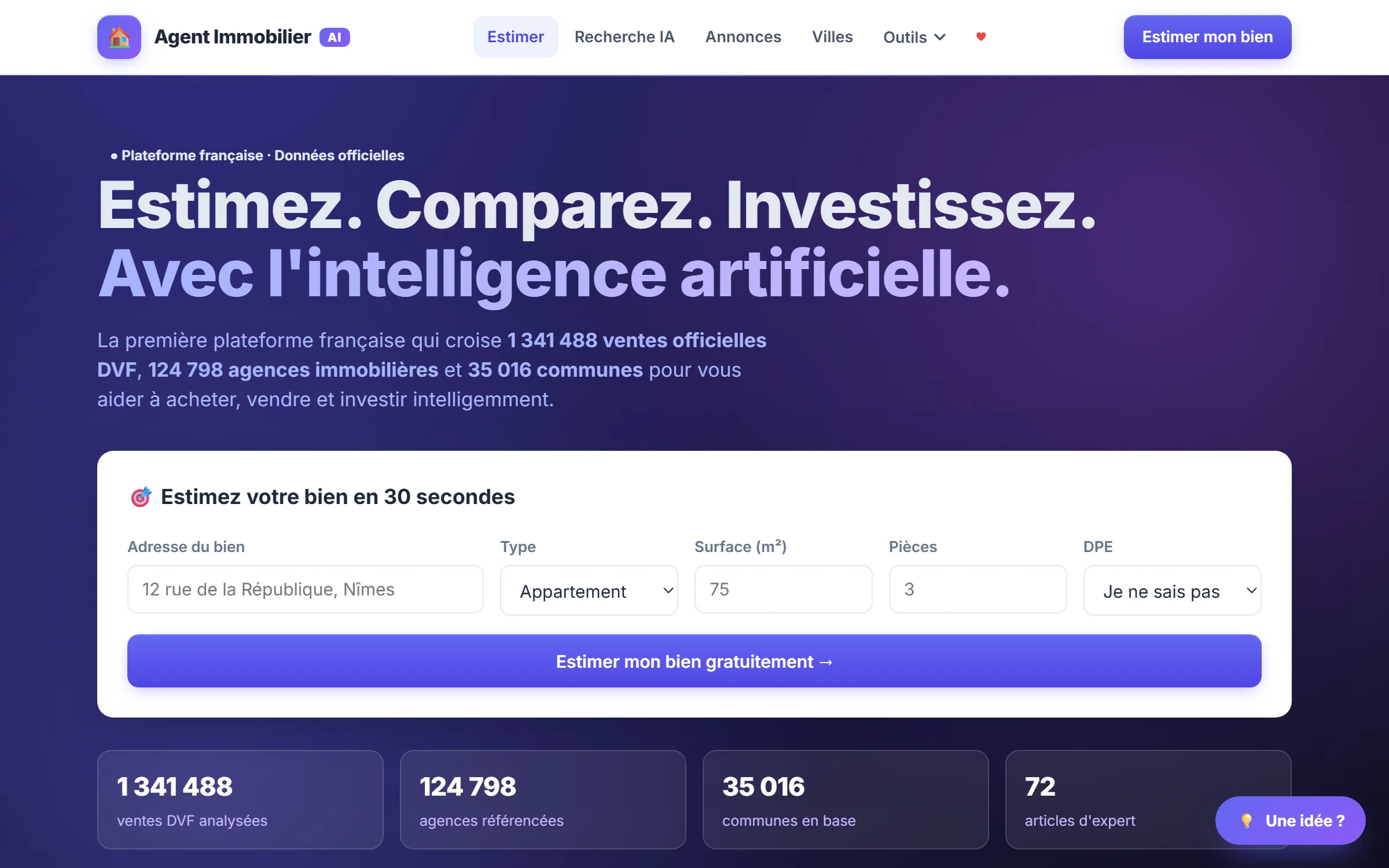Aperçu du site Agent Immobilier AI