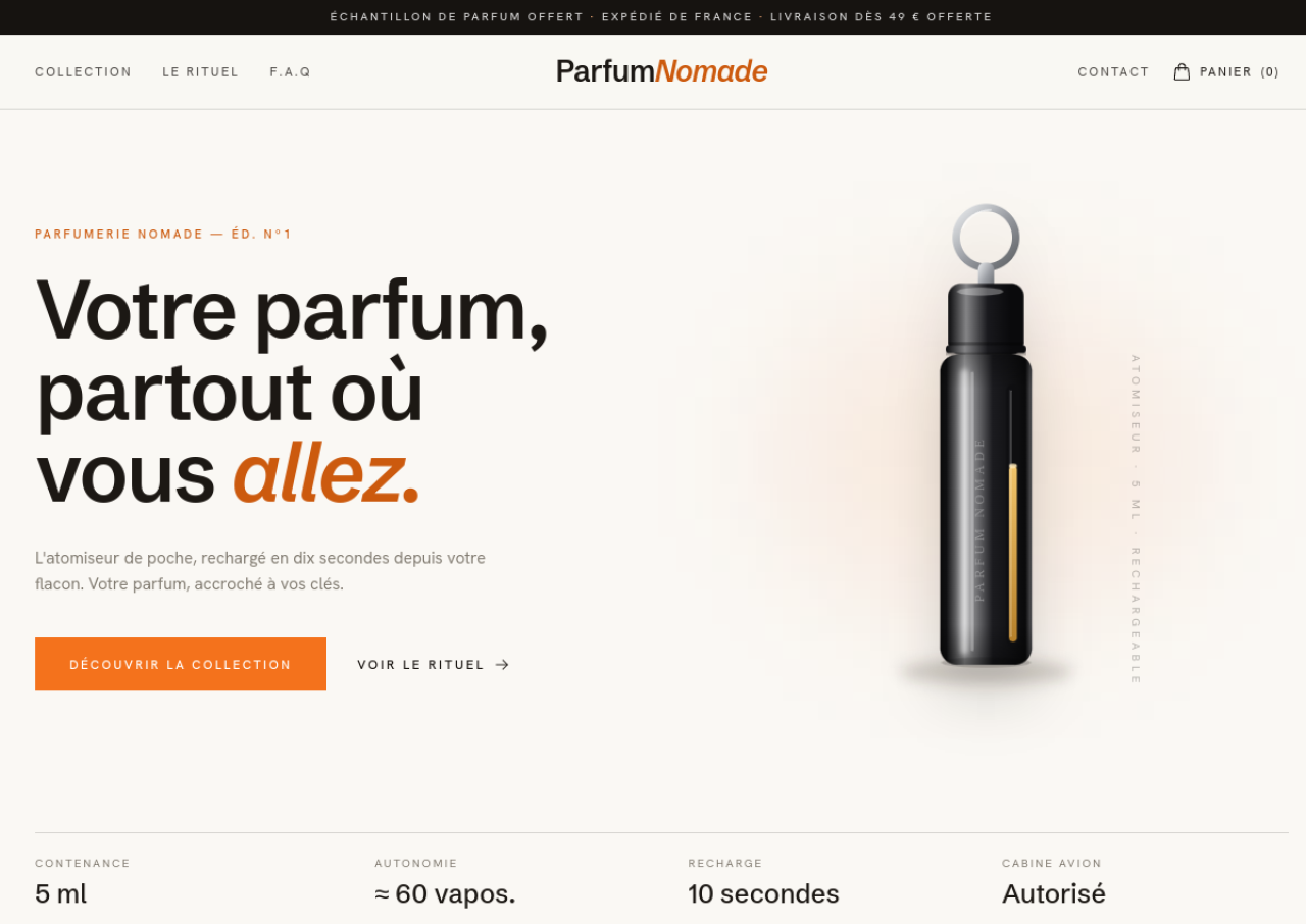 Aperçu du site Parfum Nomade